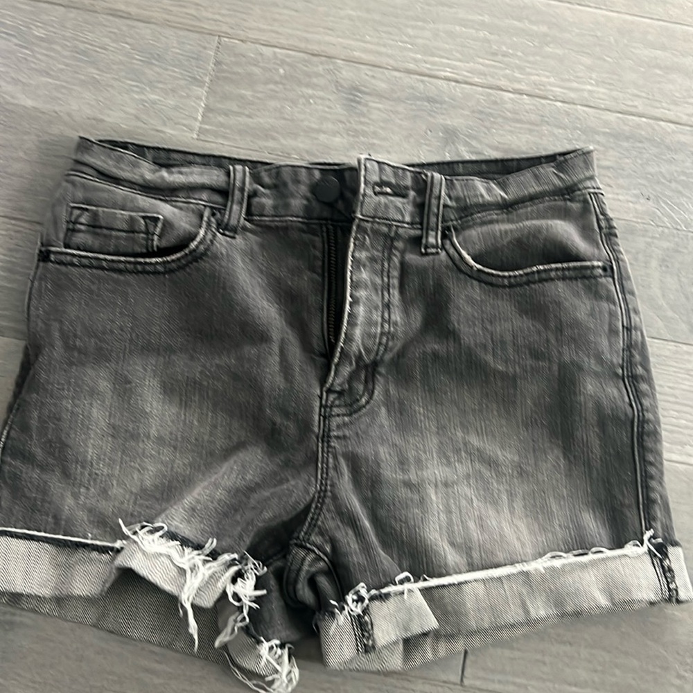High rise gray jean shorts